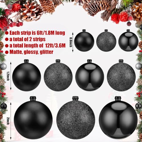 Black Christmas Garland 6 Ft Pack of 2 - Elegant Shimmering Holiday Decor