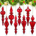 Mercury Glass Finial Christmas Ornaments - Red, 6 Inch, Set of 8
