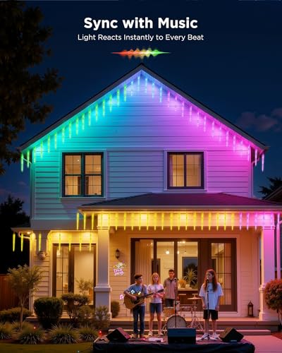 Smart Icicle Christmas Lights - Color Changing Outdoor LED 31.2ft - Variation of Smart Color