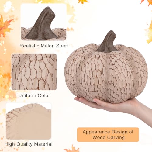 Big Facets Pumpkin Fall Decor - Rustic Artificial Pumpkin for Thanksgiving & Autumn
