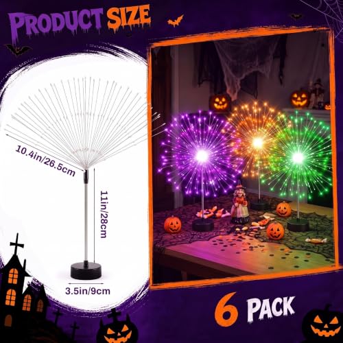 Halloween Firework LED Lights Set - Purple, Orange, Green, 120 LEDs, 6 Pieces