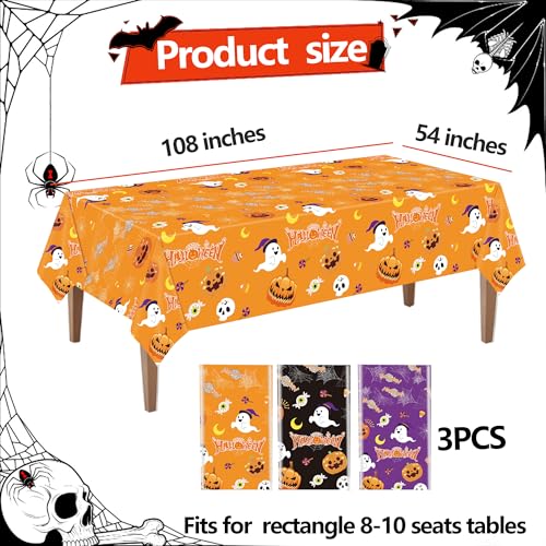 Halloween Tablecloth Set - 3 Pack 54x108 Inch Lovely Halloween Decorations