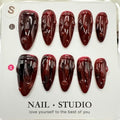 Halloween Blood Droplet False Nails S - Red Glossy Almond Fake Nails