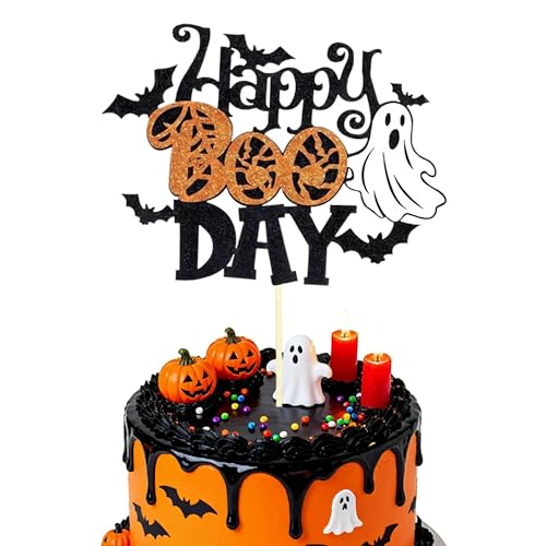 Halloween Cake Topper Ghost Bat Glitter Party Decoration - 7.5x5.5in