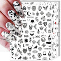 Gothic Snake & Skull Nail Stickers - Halloween Gothic Black Skull Self-Adhesive 3D Nail Decals - Variation of Gothic Skull