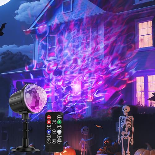 Outdoor Halloween RGBW Ocean Wave Projector Light with Remote & Timer - Black / 1
