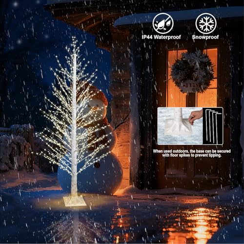 5FT Lighted Birch Tree with 945 LED Lights, Waterproof Indoor Outdoor Christmas Decor