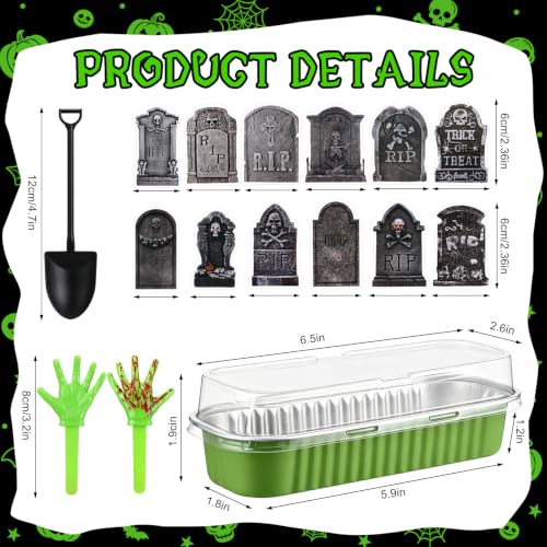 Halloween Zombie Hands Cake Topper Set with Tombstones & Lids - Spooky Party Decor
