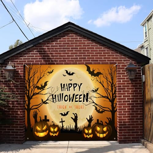 7x8ft Halloween Garage Door Cover Decorations Haunted House Backdrop Banner