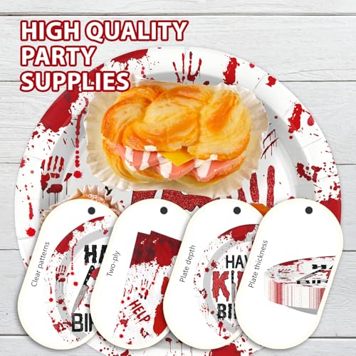 Bold Thriller Style Bloody 16th Birthday Party Plates & Decor Set - Serves 24