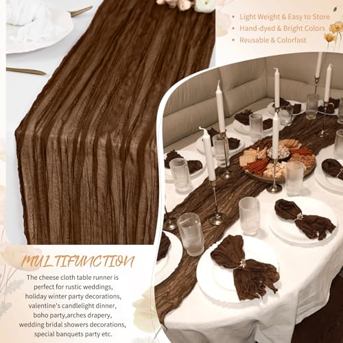 Brown Cheesecloth Table Runner 17x108 Inches - 30 Pack, Boho Home Decor Variation of Brown / 30 Pack