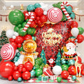 Christmas Balloon Garland Arch Kit with Santa & Snowflake Balloons - Green, Red, White