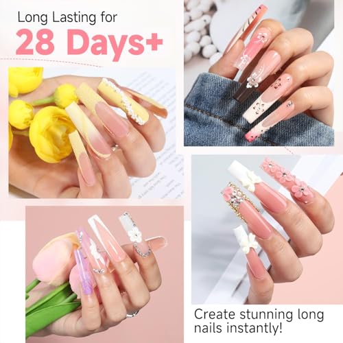 Long Square Gel Nail Tips XXL - Pre-Shaped, Half Matte, Long-lasting Extensions