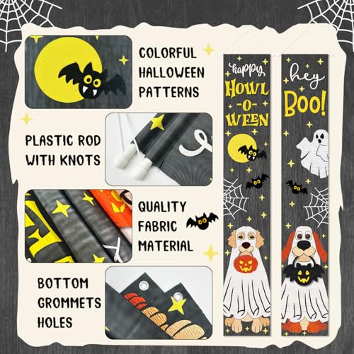 Halloween Ghost Dog Banner Door Wall Hanging Party Decorations - Hey Boo