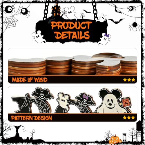 Halloween Wooden BOO Table Centerpiece - Spooky Spiders & Ghosts Decor
