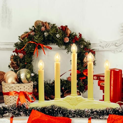 Ivory 5 Light Electric Window Candles Christmas Candle Lights with Spare Bulb
