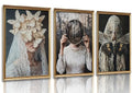 Gothic Canvas Wall Art Set of 3 - Victorian Women Butterfly Dark Decor 12x16in & 24x16in Variation