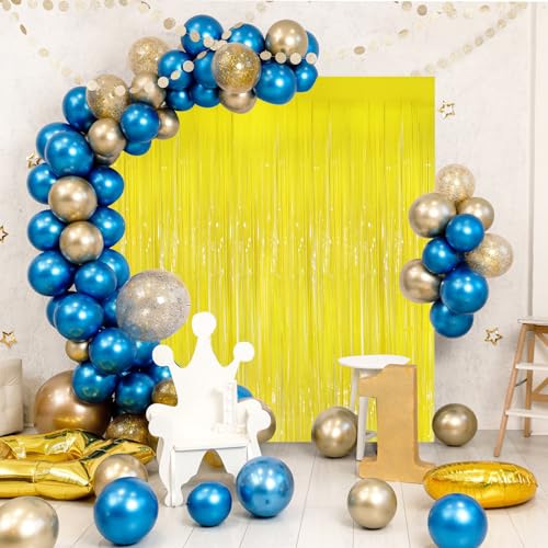 Yellow Tinsel Backdrop Foil Fringe Curtains - 2 Pack Party Decor