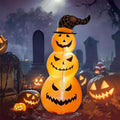 4FT LED Light-Up Halloween Inflatable Pumpkins with Witch Hat - Outdoor Yard Decor