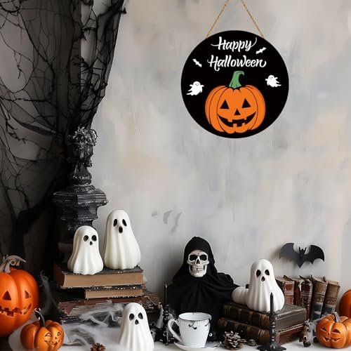 Halloween Door Sign - Cute Pumpkin Ghosts Bats Happy Halloween Decoration