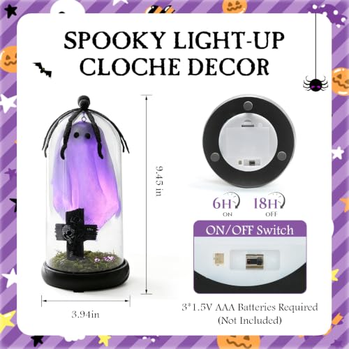 Halloween Ghost Light-Up Dome Centerpiece - Spooky Tabletop Decor