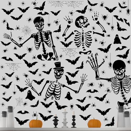 ReliThick Halloween Skeleton Wall Decals with Bat and Spider Variation