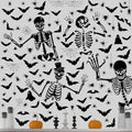 ReliThick Halloween Skeleton Wall Decals with Bat and Spider Variation