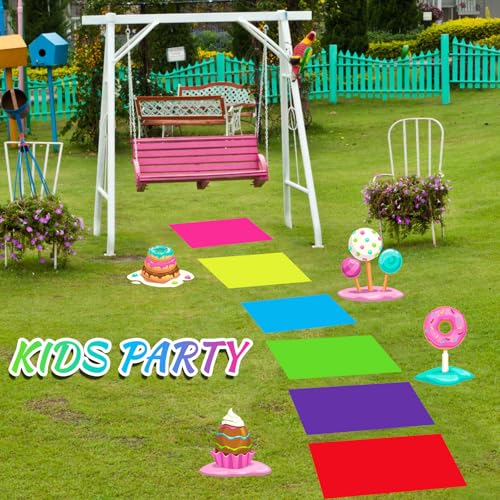 Candy Theme PVC Floor Stickers Pathway - 30 Pieces, 19.7 x 13.8 Inch, Land Party Decor