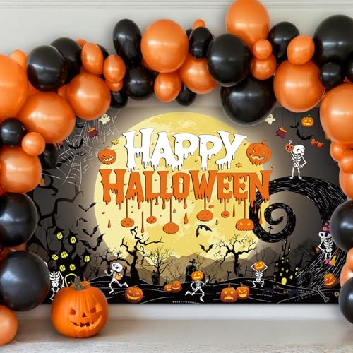 Halloween Party Banner - 70.8 x 43.3 Inch Spooky Decorations Backdrop
