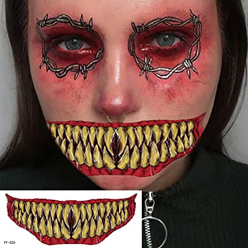 Halloween Horror Mouth Tattoo Stickers for Face & Body Cosplay Props