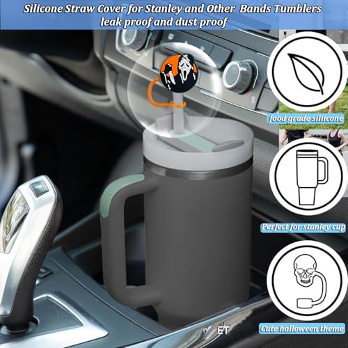 Halloween Silicone Straw Covers for Stanley Cups - 2 Variations, 16 Pack, Reusable & Cute