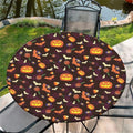 Round Fitted Tablecloth with Elastic Edge - Halloween Treats, 36 Inches Waterproof & Stain Resistant