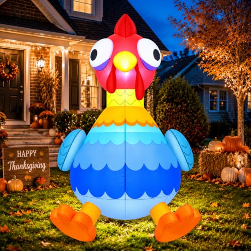 5FT Inflatable Chicken Decoration for Halloween & Thanksgiving Yard Decor