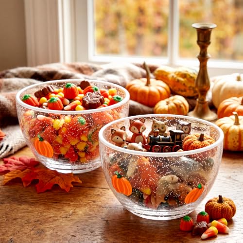 Potchen 2-Piece Fall Pumpkin Candy Bowls - 14 oz Glass Snack Dishes - Pumpkin Variation