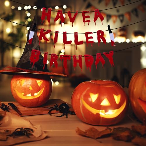 Halloween Birthday Banner Horror Movie Decorations - Scary Party Decor