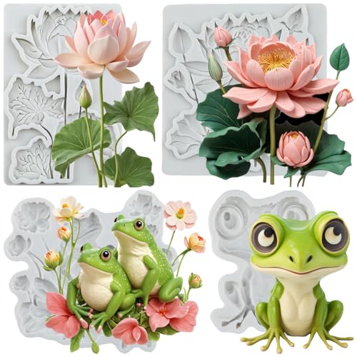 Frog & Lotus Flower Silicone Mold Set - Cake Decorating & Craft Supplies - Style C