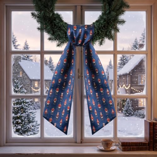 VitalCozy Christmas Nutcracker Wreath Sash for Front Door Navy Blue – 1 Piece