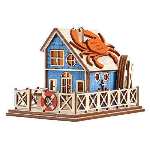Handcrafted Glass Crab Shack Christmas Tree Ornament - Festive Holiday Decor