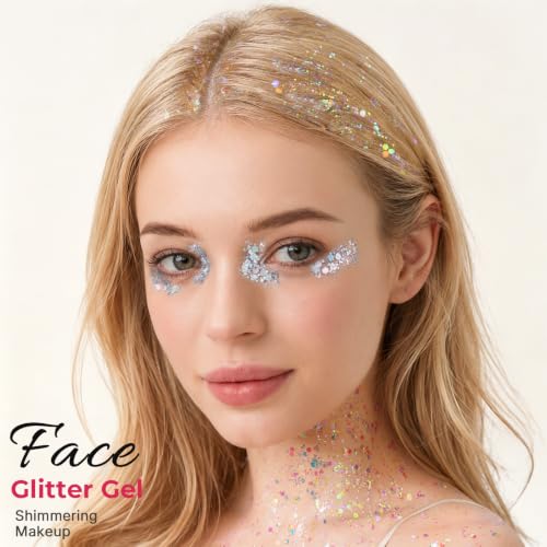 3 Colors Body Glitter Face Glitter Gel Set - Long-Lasting Shimmer, 240g
