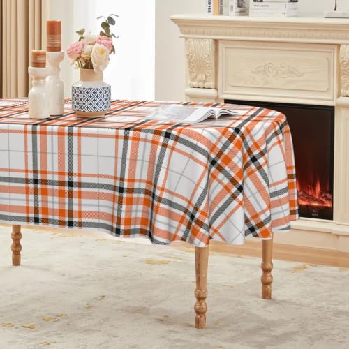 Halloween Tablecloth 60 x 84 Inch Oval Black Yellow - Durable Polyester