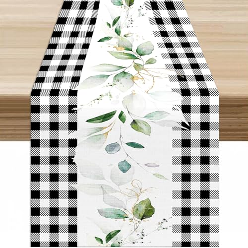 Farmhouse Style Plant Table Runner W13X L36 - Floral Eucalyptus Botanical Decor