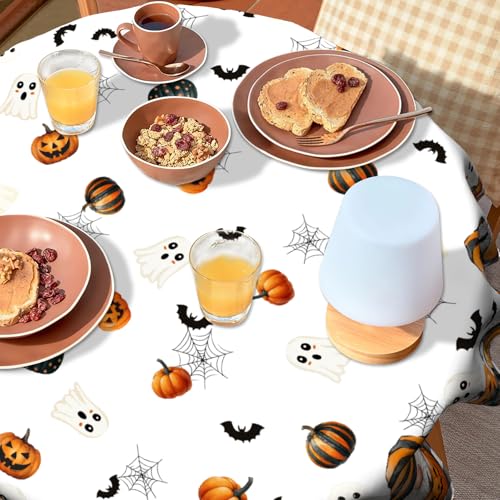 Halloween Pumpkin Gnome Round Tablecloth 60 Inch Fall Autumn Decorations