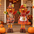 2 Pack Standing Thanksgiving Turkey Couple Figurines with Adjustable Legs - Fall Decor