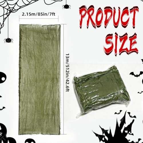 Green Halloween Creepy Gauze Cloth - Large Spooky Decorative Fabric, 512"x85"
