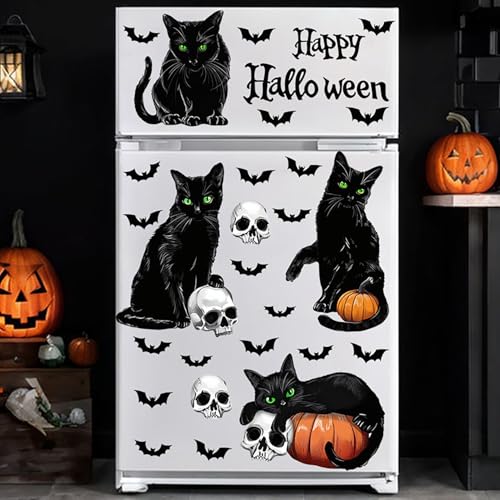 Halloween Window Clings Stickers Black Cat Pumpkin Bat Skull Set H-ws3