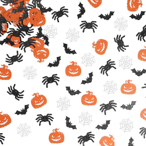 Halloween Confetti 200pcs Table Scatter Decorations for Party, Pumpkin Bat Spider Web Design