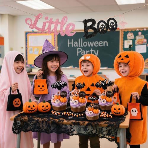 LANGE HOME Halloween Cupcake Toppers Bat Ghost Boo Set - Design 3 - 24 Pcs