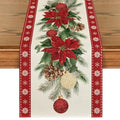 Christmas Poinsettia Table Runner 13x60 Inch Holiday Home Decor - Red Variation