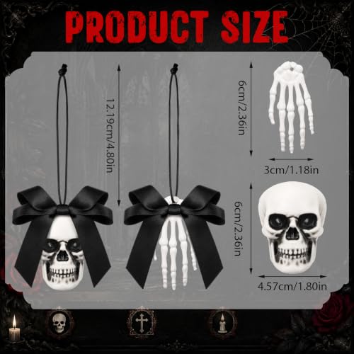 Halloween Skeleton Tree Ornaments Set - Black Bow Skull Decor for Gothic Parties - Classics