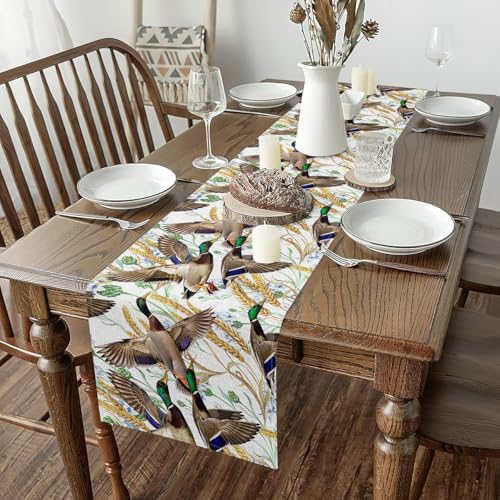 Mallard Duck Table Runner 120x13 Inch - Hunting Lodge Farmhouse Home Decor